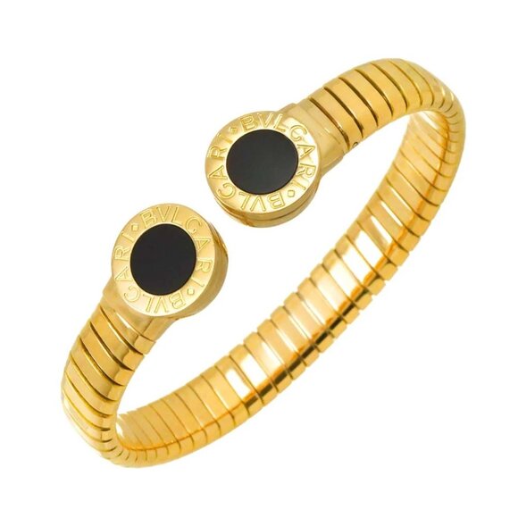 BVLGARI Double Logo Onyx Bracelet 18K Yellow Gold 750 SS 90286769 - Picture 1 of 8